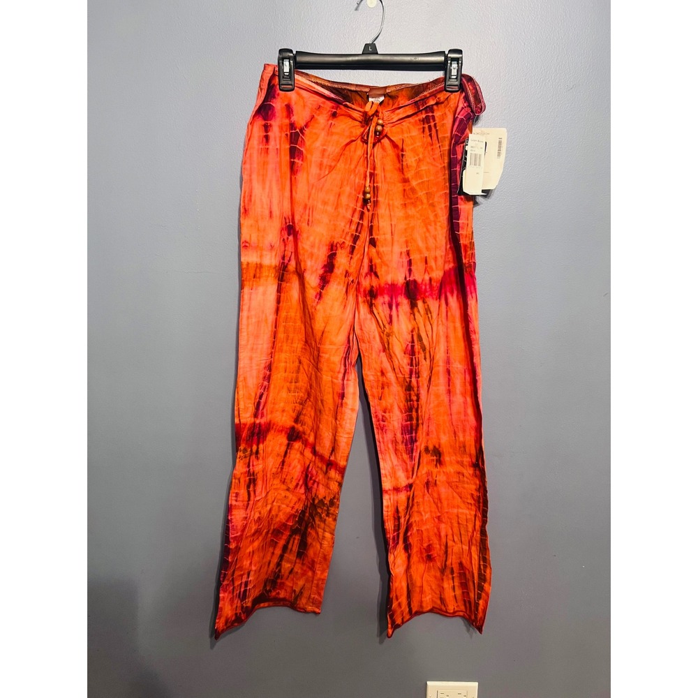 Lucky Brand Bathing Suits Women's Coverup Pants Coral Tie‎ Dye Sz Med NWT Summer